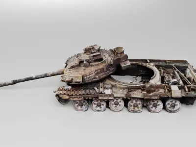 Russian T-72 tank destroyed by Ukrainian army 3D model get