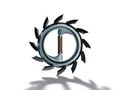 Futuristic Circular Saw Blade Low-poly 3D model
