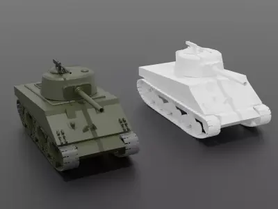3D Sherman Tank Low-poly 3D model