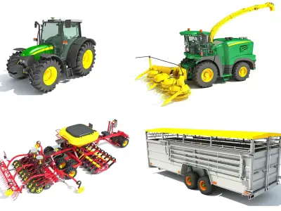 Farm Collection 8 john deere tractor 3D Model Pack