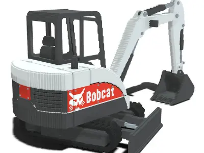 Voxel Bobcat Excavator Low-poly 3D model