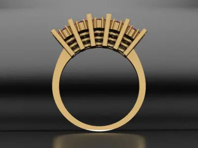 engagement ring with 5 round gem flowers Free 3D model