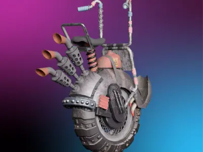 Stylized Motorcycle Low-poly 3D model get