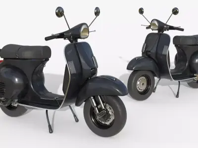 Classic Vintage Scooter  Black  Retro 3D model