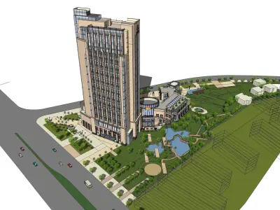 Sketchup Commercial Hotel Office Complex R1 3D model