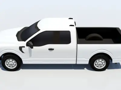 half ton Pickup truck ext cab low poly static Low-poly 3D model