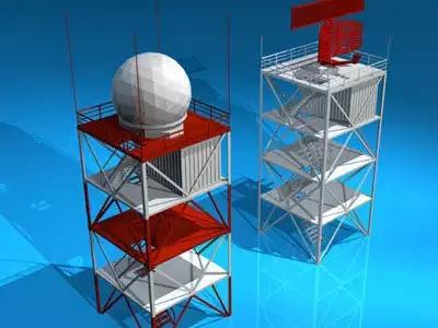 Airport radar towers 3D model