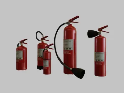 Fire Extinguishers collection set 5 Items - Emergency Equipment Low-poly 3D model