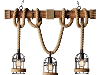 LITFAD Industrial Vintage Chandelier Birdcage Island Light 3D model
