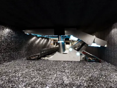 Modern underground coal mining operations 3D model