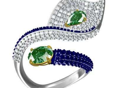 Antique Peacock Feather Cocktail Ring 3D print model