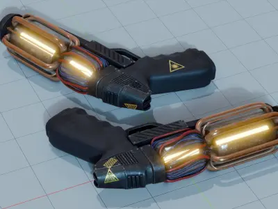 Sci-Fi Pistol Low-poly 3D model 9