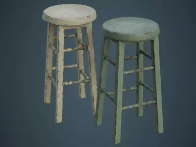 Stool 2D Low-poly 3D model