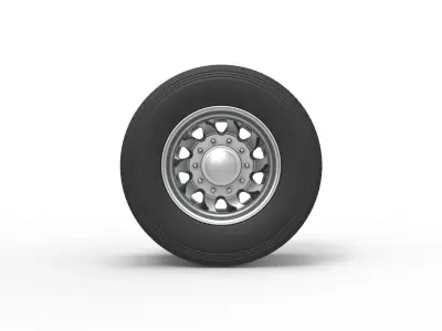 Rear custom wheel of semi truck Version 17 Scale 1 to 25 3D print model