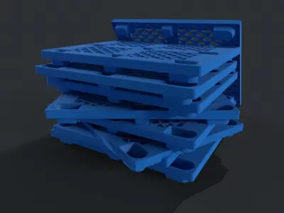 Pallet stack of plastic pallets 3D model
