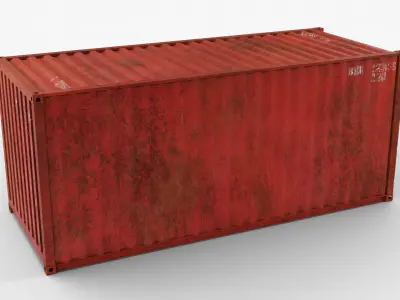 20Ft Cargo Container - Red - Rusted 3D model