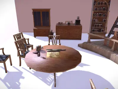 Medieval Library Model Pack PBR Low-poly 3D model