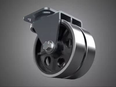 STEEL SWIVEL CASTER CASTOR DUAL WHEEL TIRE ROLLER HEAVY DUTY RIM 3D model