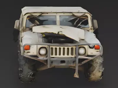 Destroyed Light Tactical Vehicle 3D Model Low-poly 3D model