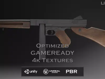 Free Thompson Submachine Gun  Free low-poly 3D model