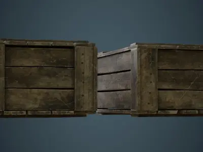 Wooden Box 4B Low-poly 3D model