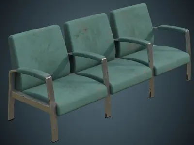 Waiting Chair 1B Low-poly 3D model