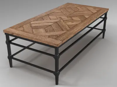 Pottery Barn - Parquet Rectangular Reclaimed Wood Coffee Table 3D model