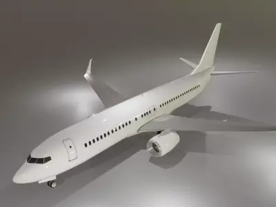 Boeing 737-800 Split Scimitars low poly 3D Model with cockpit Low-poly 3D model