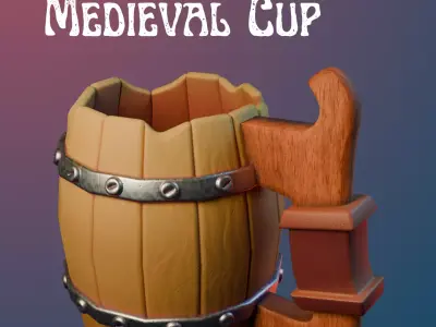 Stylized Medieval Cup Low-poly 3D model