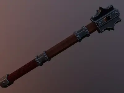 Medieval mace Low-poly 3D model 5