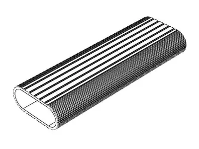 Aluminum Extruded Ribbed Oval Closet Rod MOD AL-06ft Low-poly 3D model