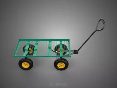 GREEN MESH PLATFORM TURNTABLE TROLLEY CART ROBUST CONSTRUCTION 4 3D model