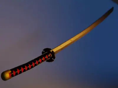 Katana Low poly samurai sword Free low-poly 3D model