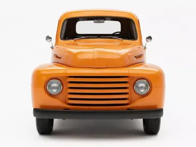Vintage Orange Pickup Truck 3D model