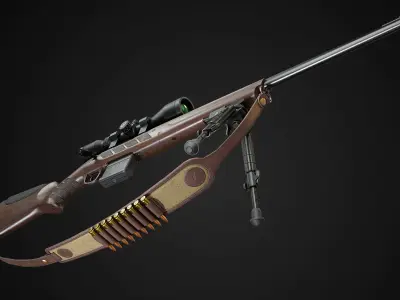 Hunting Rifle GameReady v2 Low-poly 3D model
