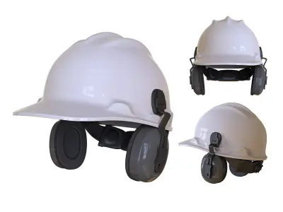 Safety Helmet with earmuffs Low-poly 3D model