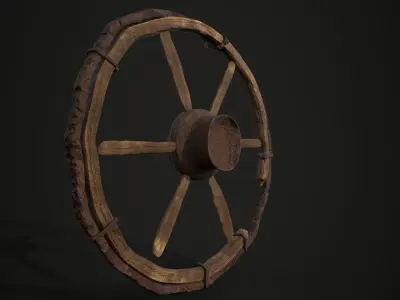 Old Destroyed Wheel Low-poly 3D model