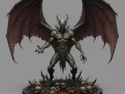  Abyssal Winged Demon 75mm Resin Miniature STL 3D print model