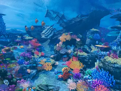 Cartoon Underwater Scene 3D model buy