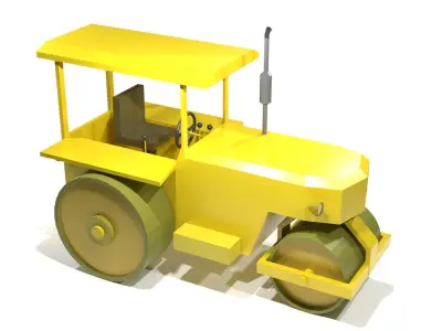  Old Road Roller 01 Low-poly 3D model
