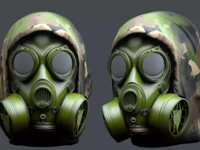 Gas mask helmet 3d model military combat Low-poly 3D model