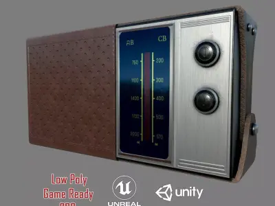 Retro Radio  Low-poly 3D model