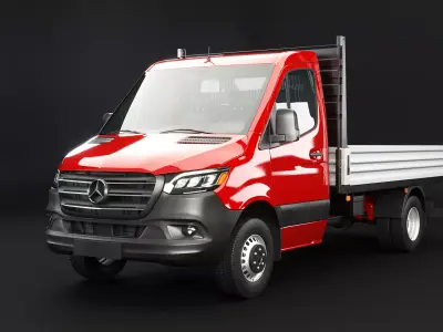 Mercedes Sprinter Pickup Heavy Duty Low-poly 3D model
