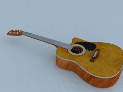 Acoustic Steel Strings guitar Game asset 3D model