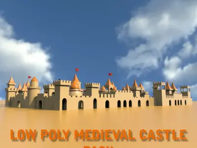 Isometric Cartoon Low Poly Medieval Castle 3D model Low-poly 3D model