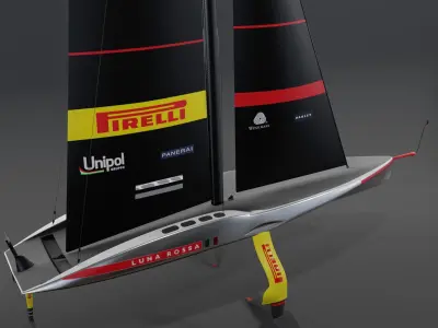 AC75 America Cup race yacht 3D model hydrofoil IMOCA 3D model