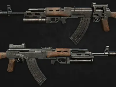 Ak47 gun Low-poly 3D model get