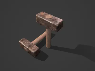 Blacksmith Iron Hammer Game Prop - Medieval Asset Low-poly 3D model