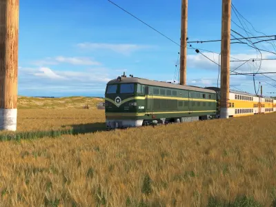 Train through rice fields 3D model