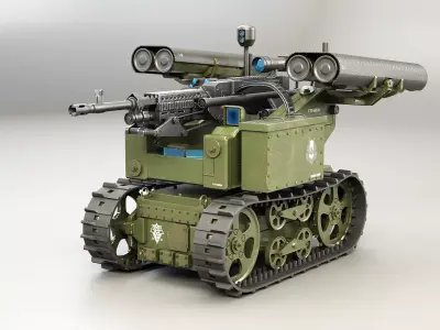 Military Tracked Robot V2 Military Green 3D model